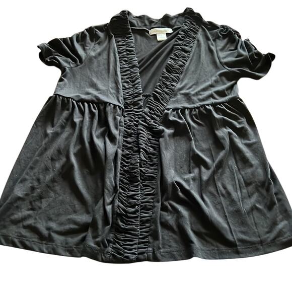 August Silk Black Knit Open Front Jacket Top Woman Size Small Y2K - Picture 1 of 10